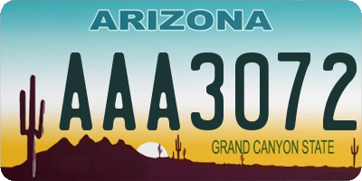 AZ license plate AAA3072