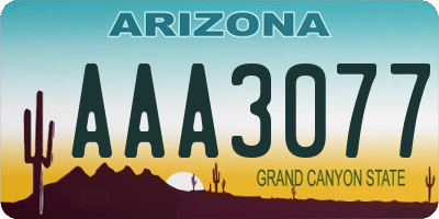 AZ license plate AAA3077