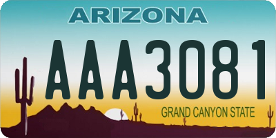 AZ license plate AAA3081