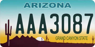 AZ license plate AAA3087