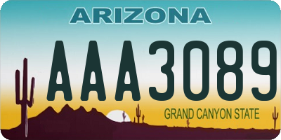 AZ license plate AAA3089