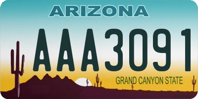 AZ license plate AAA3091