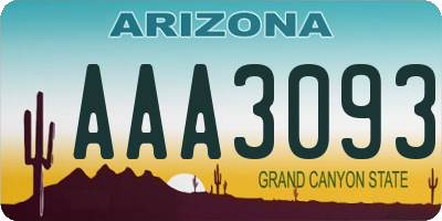 AZ license plate AAA3093