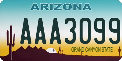 AZ license plate AAA3099