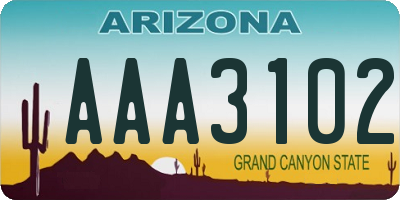 AZ license plate AAA3102