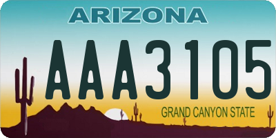 AZ license plate AAA3105