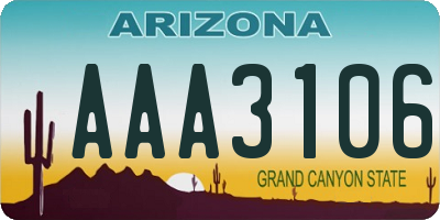 AZ license plate AAA3106