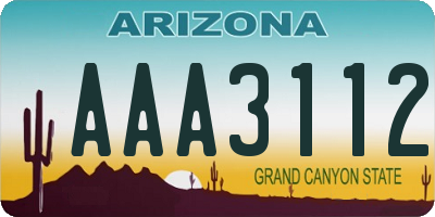 AZ license plate AAA3112