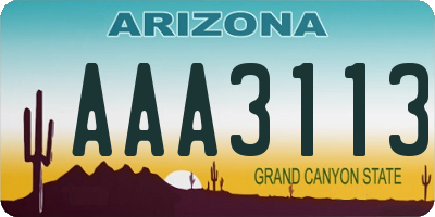 AZ license plate AAA3113