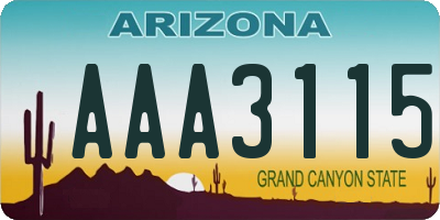 AZ license plate AAA3115