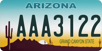 AZ license plate AAA3122