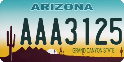 AZ license plate AAA3125