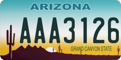 AZ license plate AAA3126