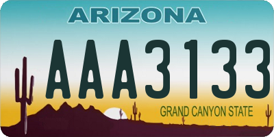 AZ license plate AAA3133