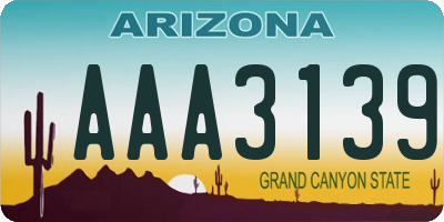 AZ license plate AAA3139