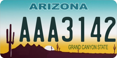 AZ license plate AAA3142