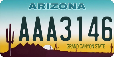 AZ license plate AAA3146