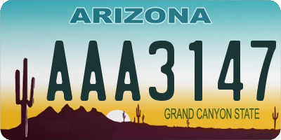 AZ license plate AAA3147