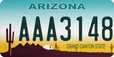 AZ license plate AAA3148