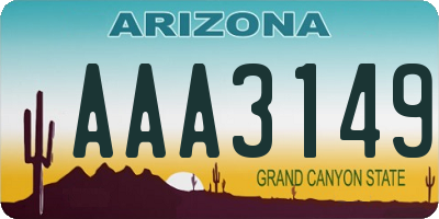 AZ license plate AAA3149