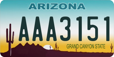 AZ license plate AAA3151