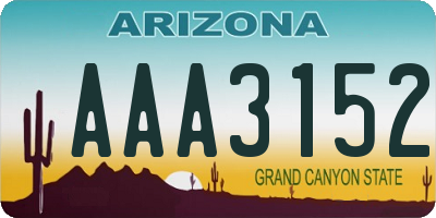 AZ license plate AAA3152