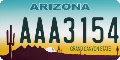 AZ license plate AAA3154