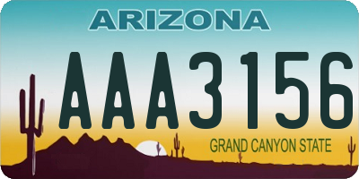 AZ license plate AAA3156