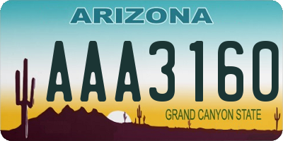 AZ license plate AAA3160