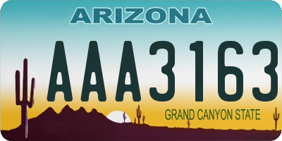 AZ license plate AAA3163