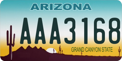 AZ license plate AAA3168