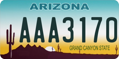 AZ license plate AAA3170