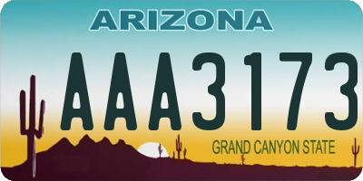 AZ license plate AAA3173
