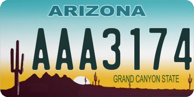 AZ license plate AAA3174