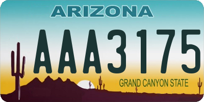 AZ license plate AAA3175