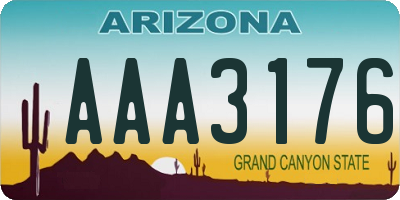 AZ license plate AAA3176