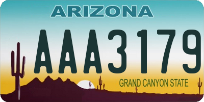 AZ license plate AAA3179