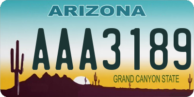 AZ license plate AAA3189