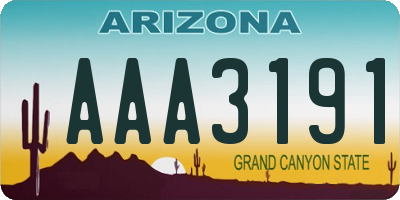 AZ license plate AAA3191