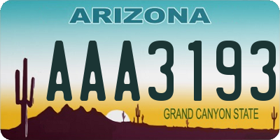 AZ license plate AAA3193