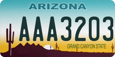 AZ license plate AAA3203