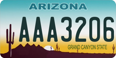 AZ license plate AAA3206