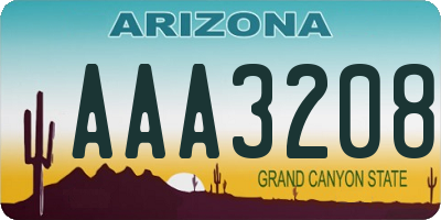 AZ license plate AAA3208