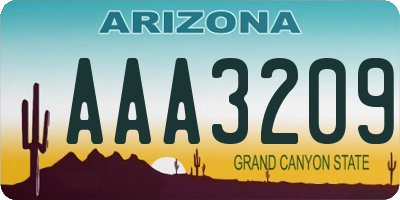 AZ license plate AAA3209