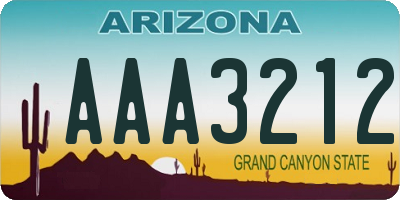 AZ license plate AAA3212