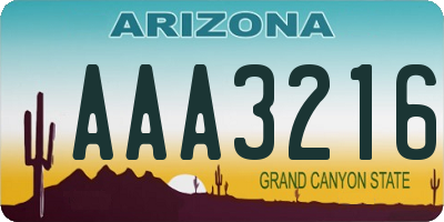 AZ license plate AAA3216