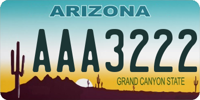 AZ license plate AAA3222