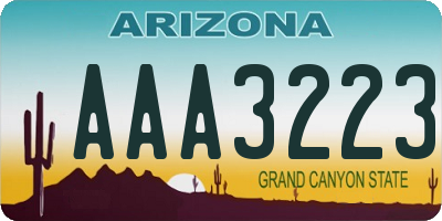 AZ license plate AAA3223