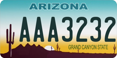 AZ license plate AAA3232