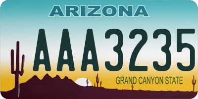 AZ license plate AAA3235